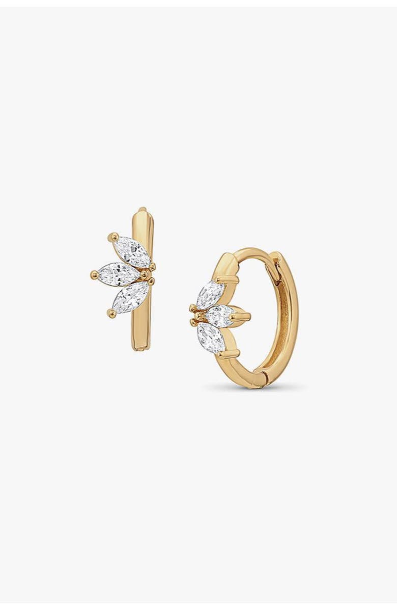 Bearfruit Jewelry 14k Gold Plated Lotus Huggies Minimalist Dainty Delicate Symbolic, Main, color, Gold
