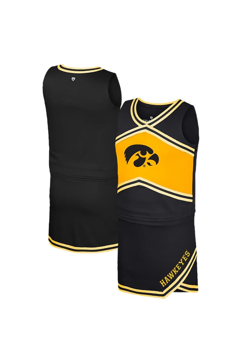 Girls Youth Colosseum Black Iowa Hawkeyes Cheerleader Top & Skirt Set, Alternate, color, Black