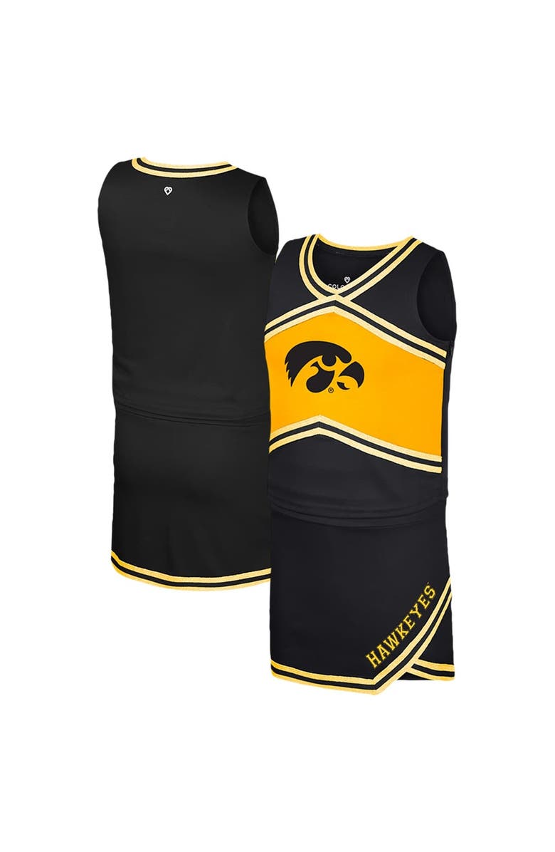 COLOSSEUM Girls Youth Colosseum Black Iowa Hawkeyes Cheerleader Top & Skirt Set, Alternate, color, Black