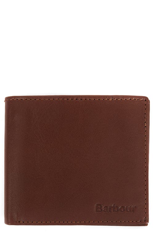 Barbour Men's Colwell Slimline Leather Billfold Wallet In Brown/classic Tartan
