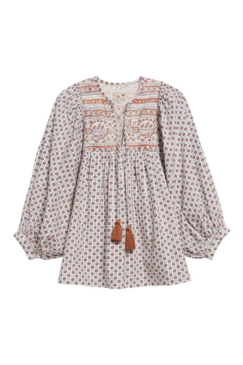 Charlie Print Tie Neck Blouse, Alternate, color, SEDONA