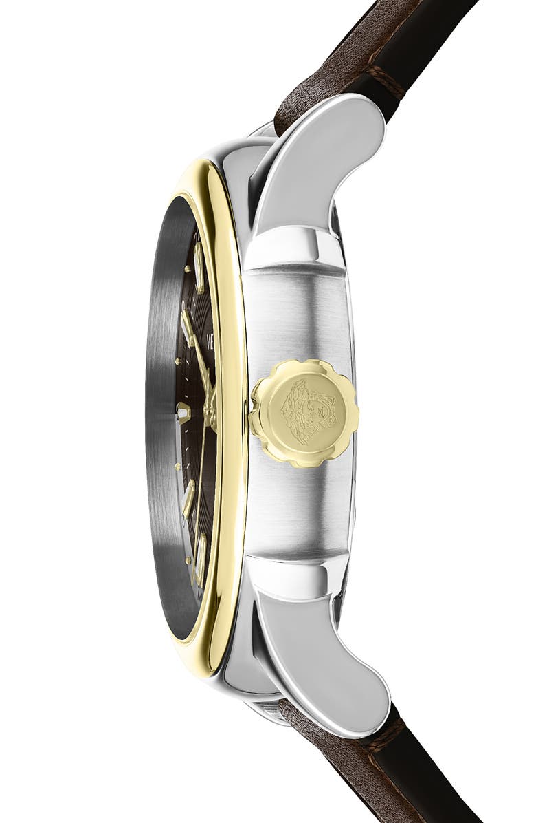 Versace GMT Vintage Leather Strap Watch, 42mm, Alternate, color,