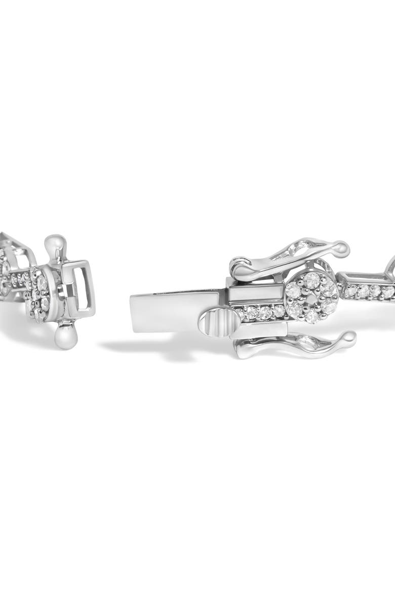 .925 Sterling Silver 2.0 Cttw Diamond Custer Link Bracelet, Alternate, color, Silver