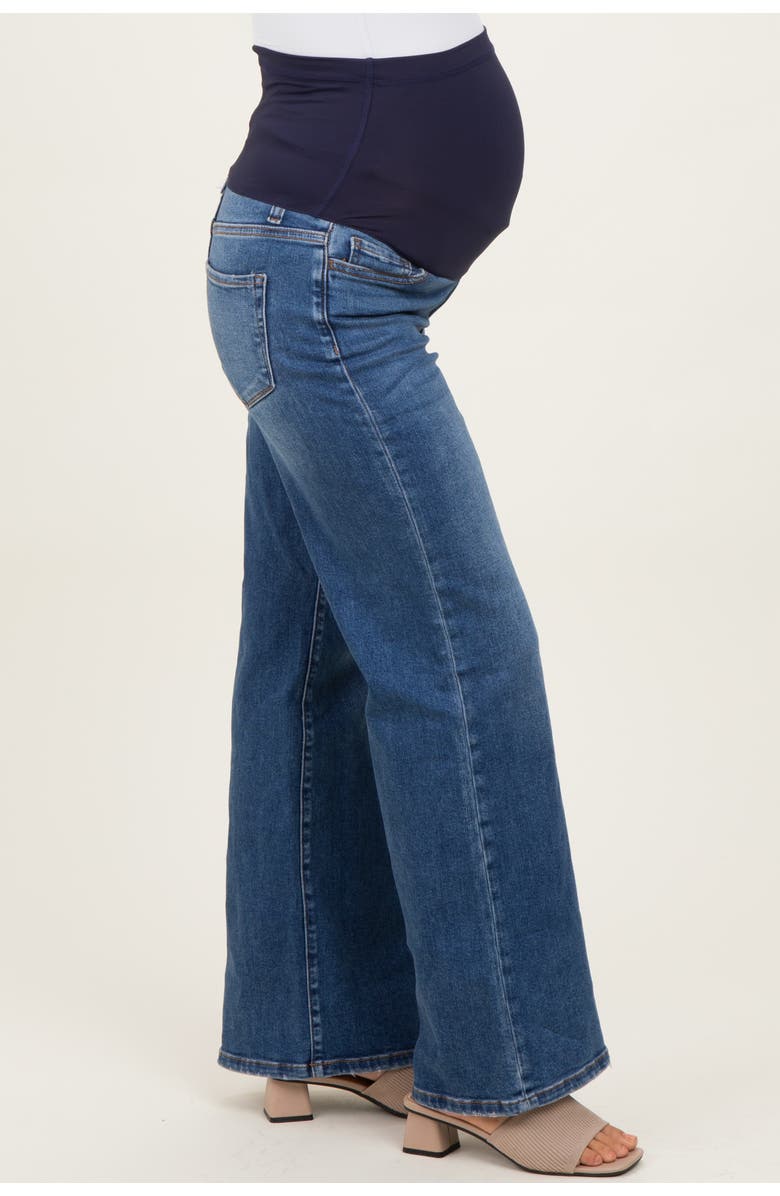 PinkBlush Medium Wash Wide Leg Maternity Jeans, Alternate, color, Blue
