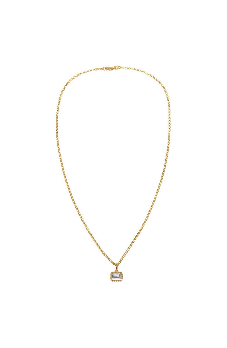 BY ADINA EDEN Lab Grown Diamond Bezel Emerald Charm Necklace 14K, Alternate, color,