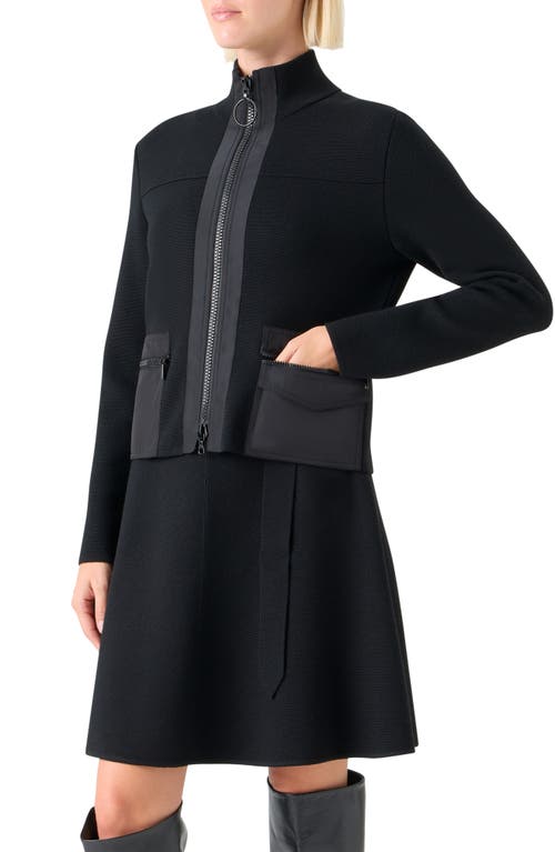 Akris Punto Mixed Media Crop Jacket In Black