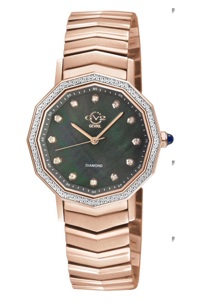 Spello II Mother-of-Pearl & Diamond Bracelet Watch, 36mm, Main, color, ROSE GOLD