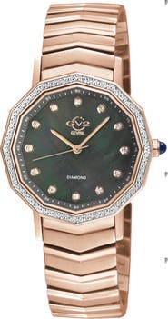 GEVRIL Spello II Mother-of-Pearl & Diamond Bracelet Watch, 36mm
