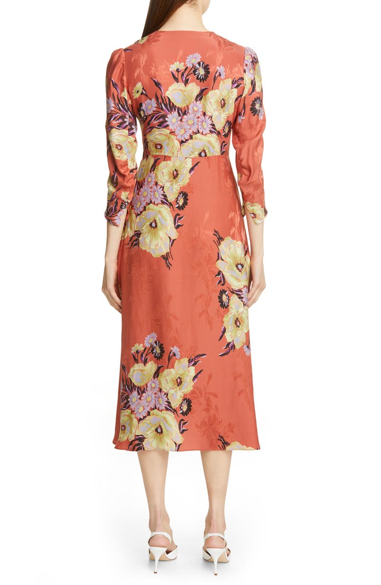 Etro Floral Jacquard A-Line Midi Dress, Alternate, color, 