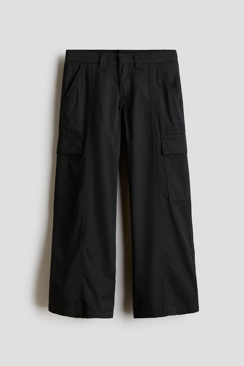 Cotton Twill Cargo Pants, Main, color, Black