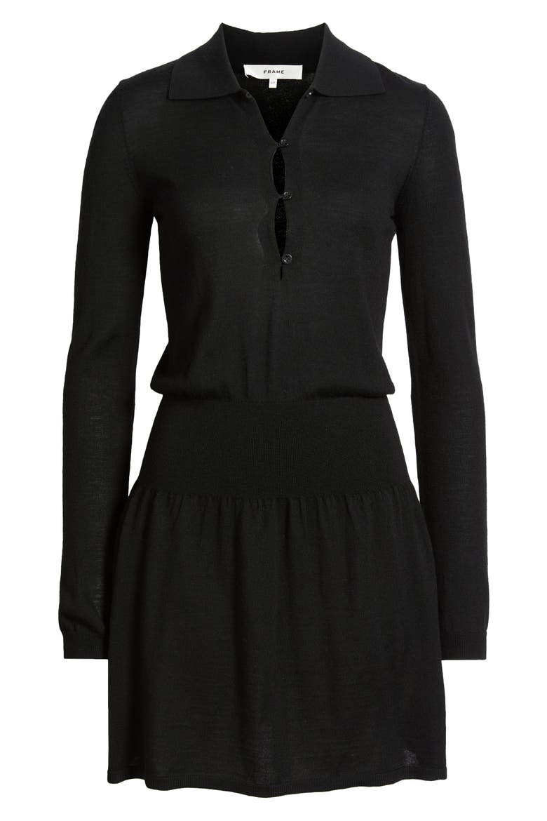 The Smart Polo Long Sleeve Merino Wool Sweater Dress, Alternate, color, BLACK