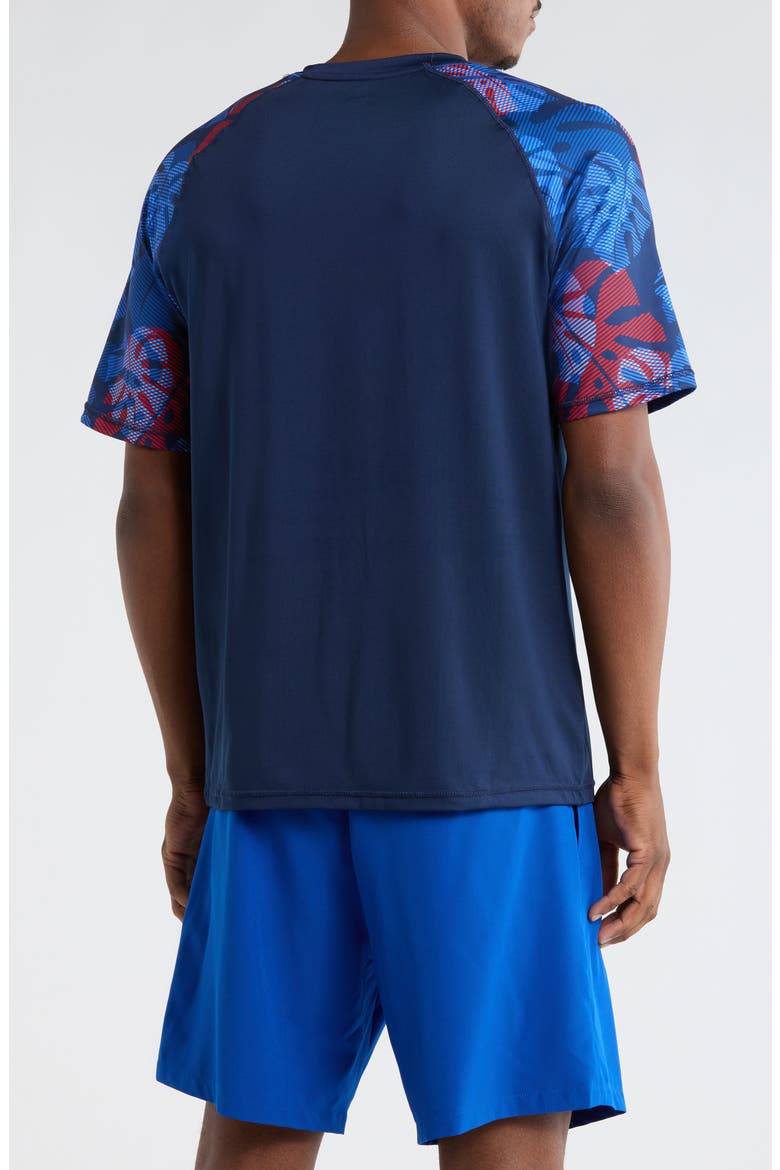 Printed Short Sleeve Rashguard Top, Alternate, color, BLUE