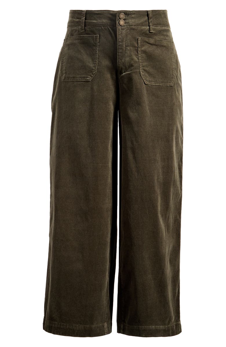 Wit & Wisdom Emma 'Ab'Solution Patch Pocket High Waist Wide Leg Corduroy Pants, Alternate, color, Duffle Green