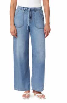 Kensie Drawstring Waist Wide Leg Jeans