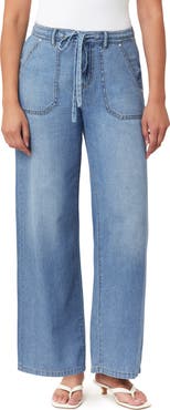 Kensie Drawstring Waist Wide Leg Jeans