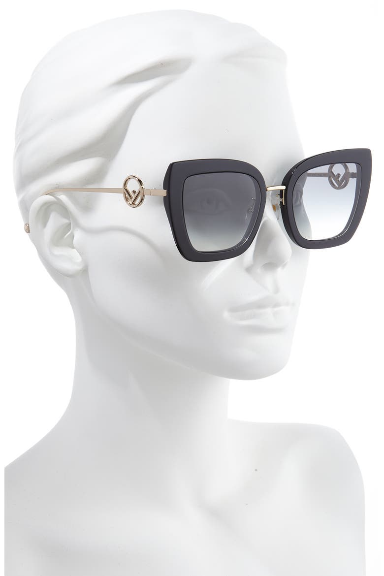 55mm Gradient Cat Eye Sunglasses, Alternate, color, BLACK/ DARK GREY