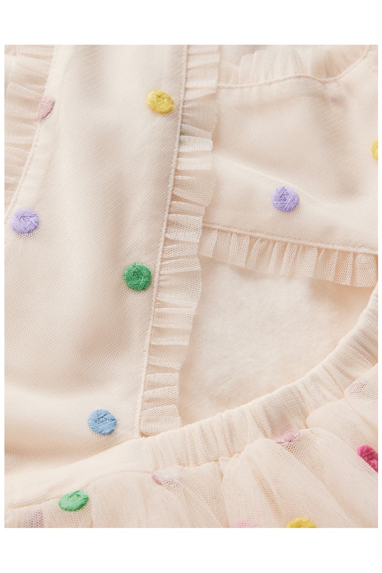 Kids' Open Crossback Stitched Dots Tiered Dress, Alternate, color, SOFT IVORY MULTI SPOT