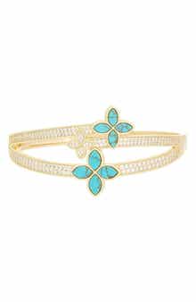 Floral Cubic Zirconia Bypass Bangle
