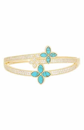 Floral Cubic Zirconia Bypass Bangle