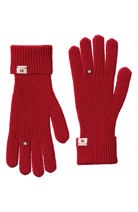 Heart Stud Knit Gloves