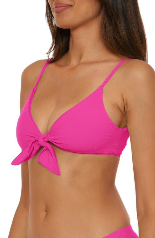 Becca Buckle Reversible Bikini Top In Fuchsia