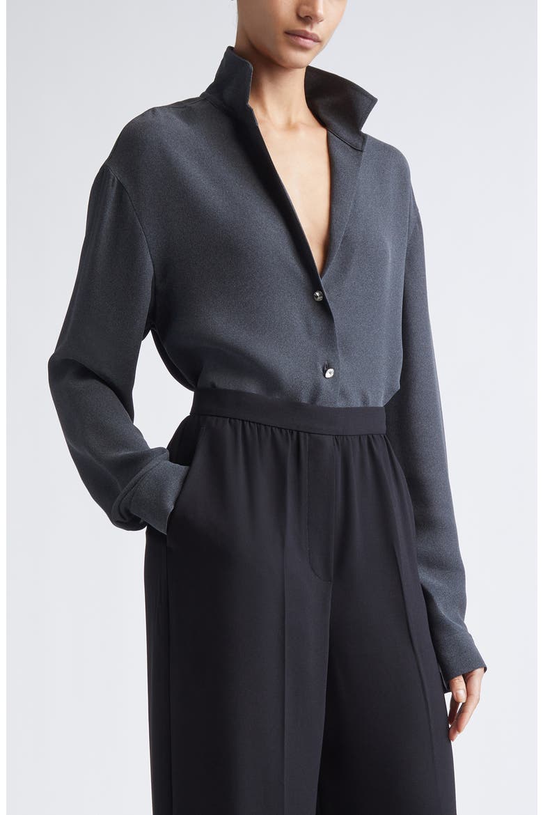 Heathered Crepe Shirt, Main, color, DARK GREY MELANGE