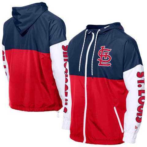 Men's New Era  Red/Navy St. Louis Cardinals Color Block Full-Zip Hoodie Windbreaker