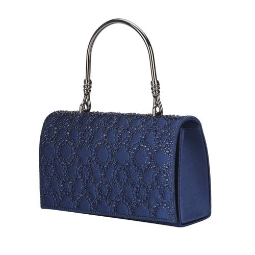 Lady Couture Rhinestone Covered Clutch Bag In Navy