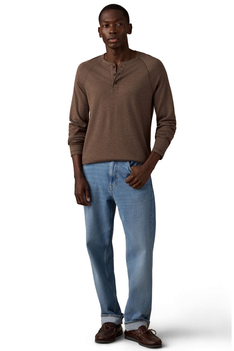 Cloud Long Sleeve Henley, Alternate, color, BROWN WOODS HEATHER