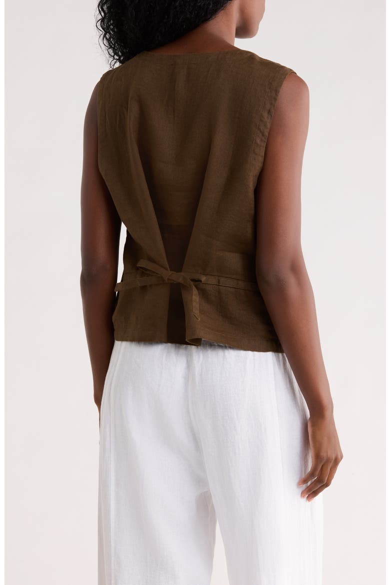 V-Neck Organic Linen Vest, Alternate, color, BRANCH