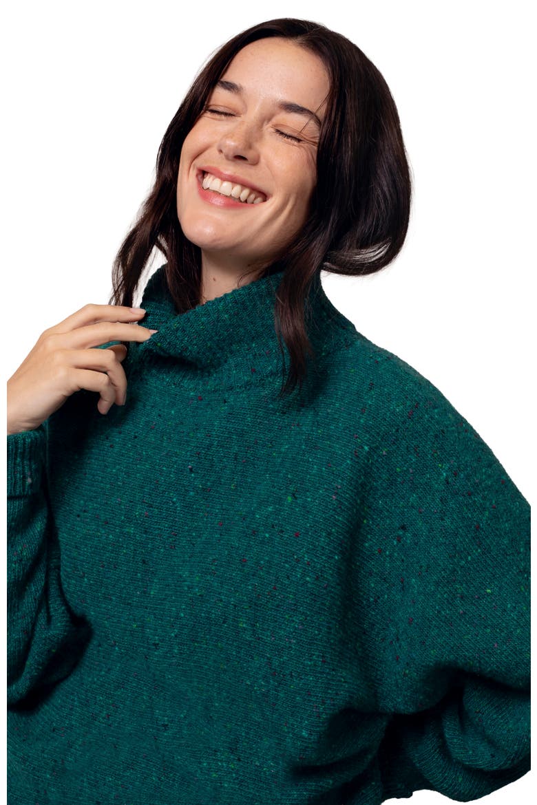 Donegal Dolman Sweater, Alternate, color, Emerald