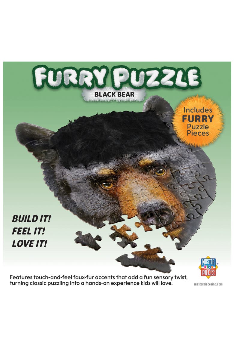Furry Puzzle - Black Bear 48 Piece Jigsaw Puzzle, Alternate, color, Multicolor