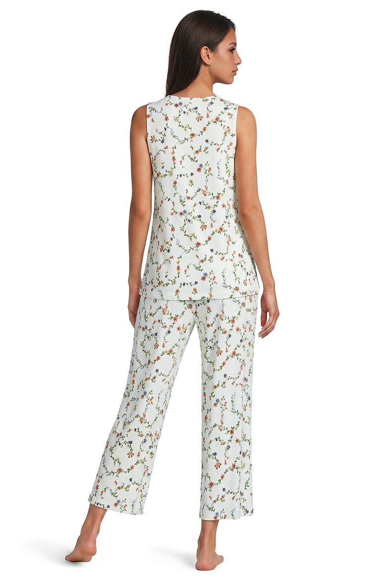 Cooling 3 Piece Pajama Set - Tank Crop and Robe, Alternate, color, Ivory/Peach Floral Vine