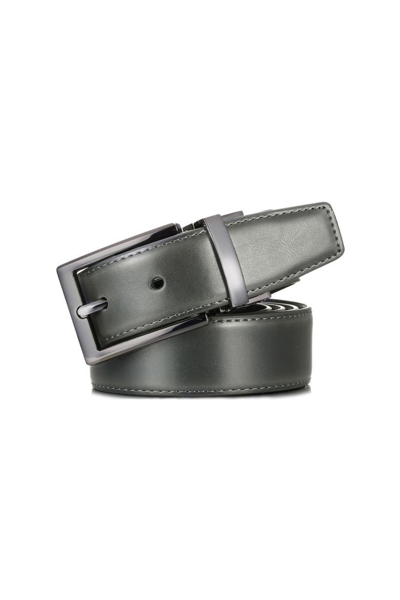 Reversible Leather Belt with Rotating Buckle, Alternate, color, Charcoal/Black