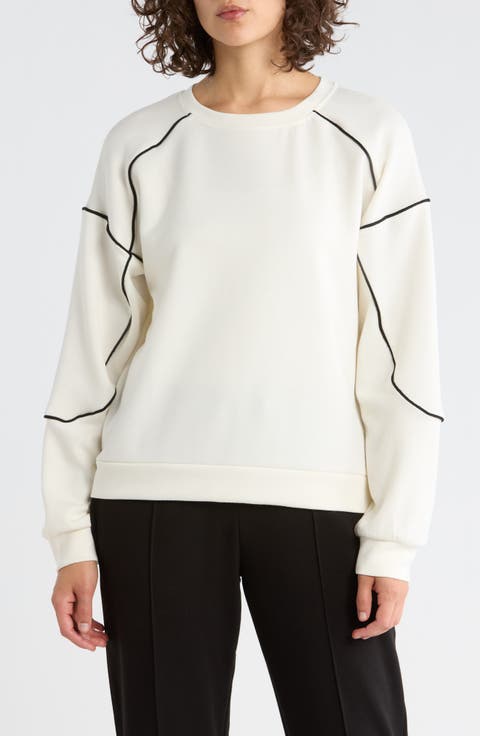 Contrast Piping Crop Sweatshirt