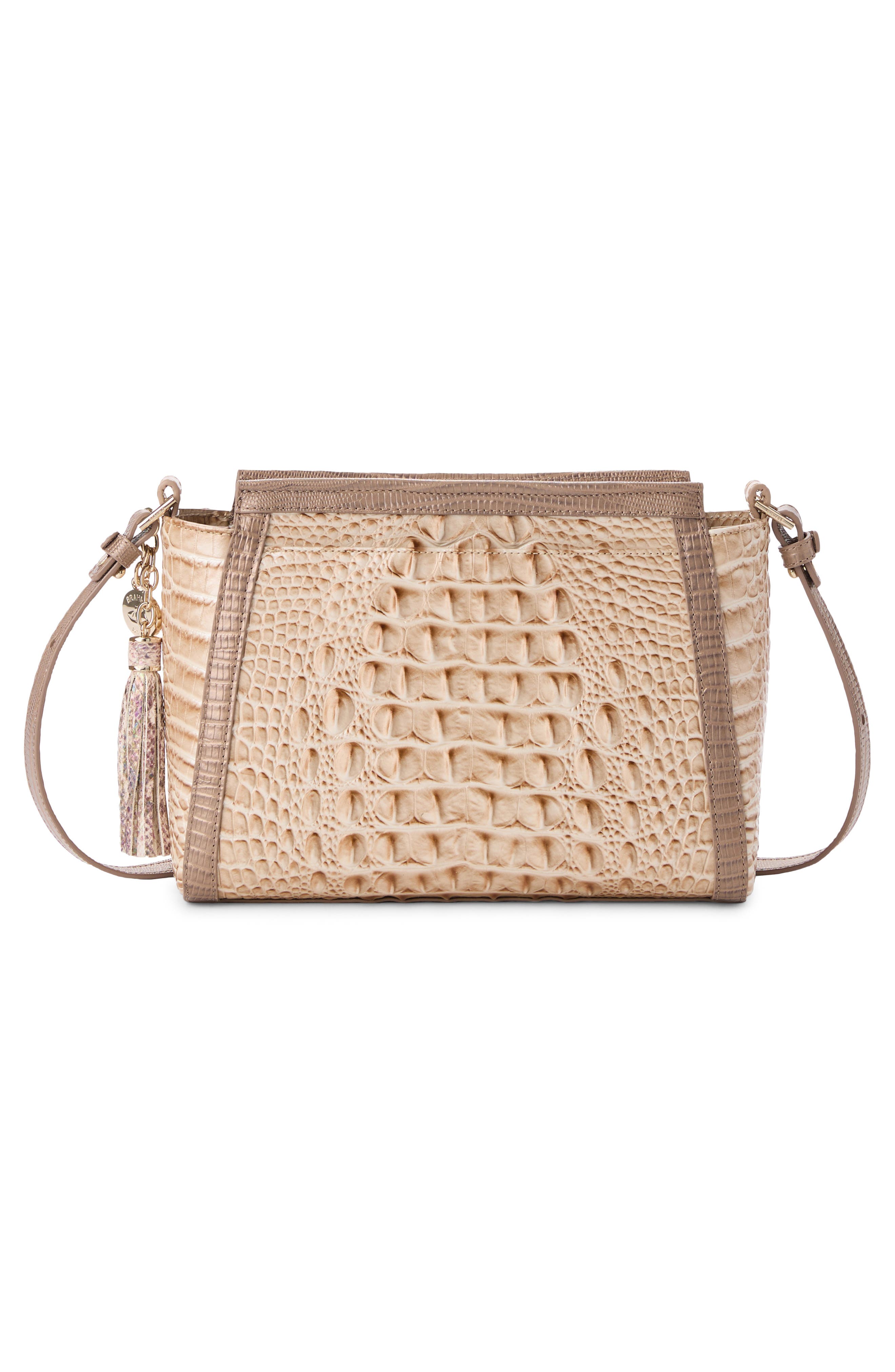 Hillary Croc Embossed Leather Crossbody Bag, Alternate, color, BEIGE MULTI