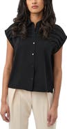 Trina Turk Cheri Cap Sleeve Pleat Front Top