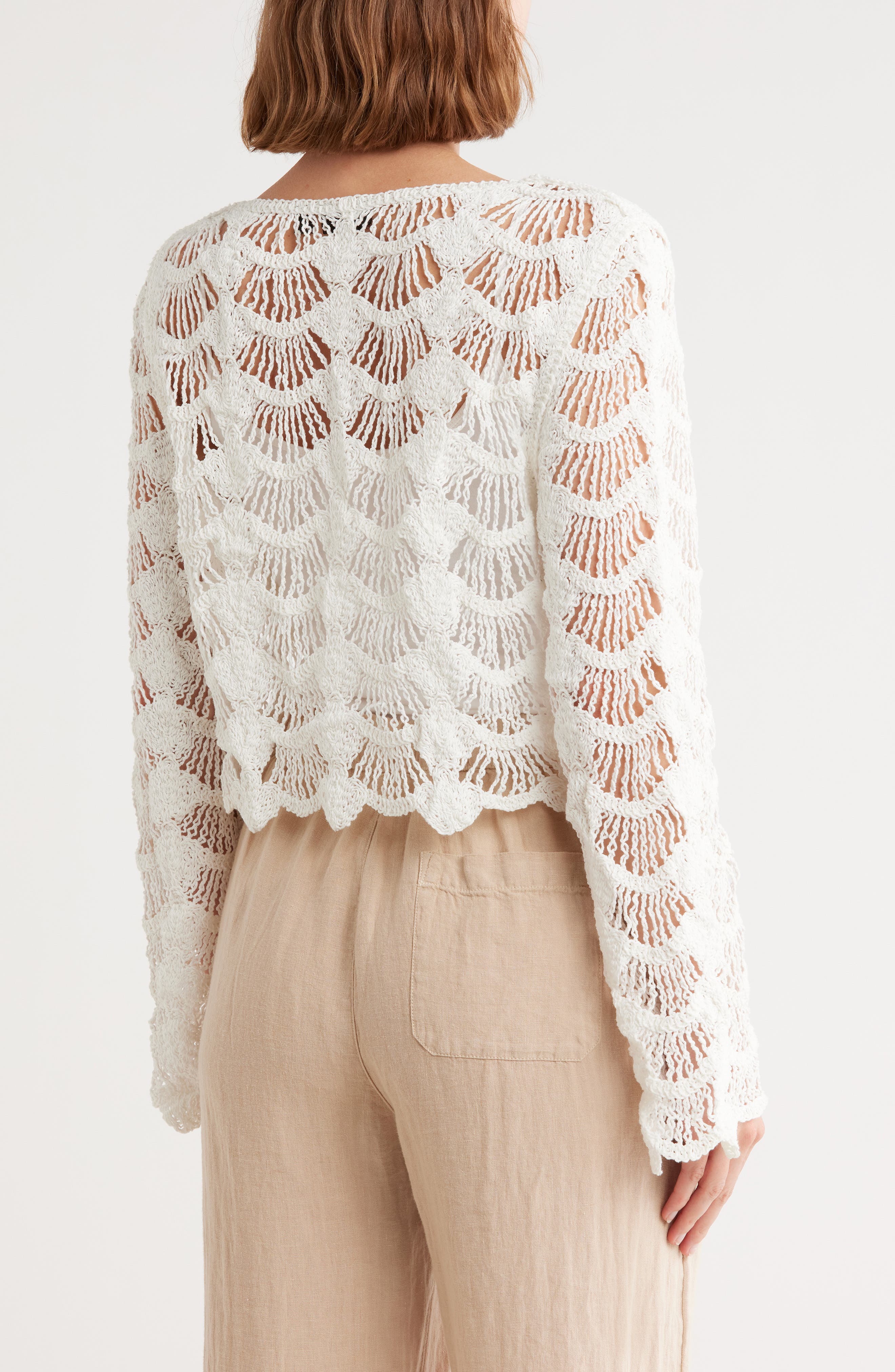 Boat Neck Open Stitch Sweater - image 2