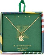 Leith Varsity Font Cubic Zirconia Initial Pendant Necklace