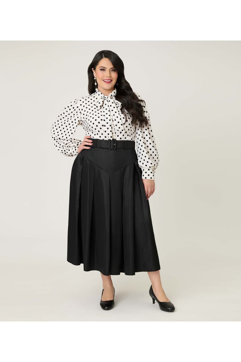 Plus Size Pleated Midi Skirt, Alternate, color, Solid Black