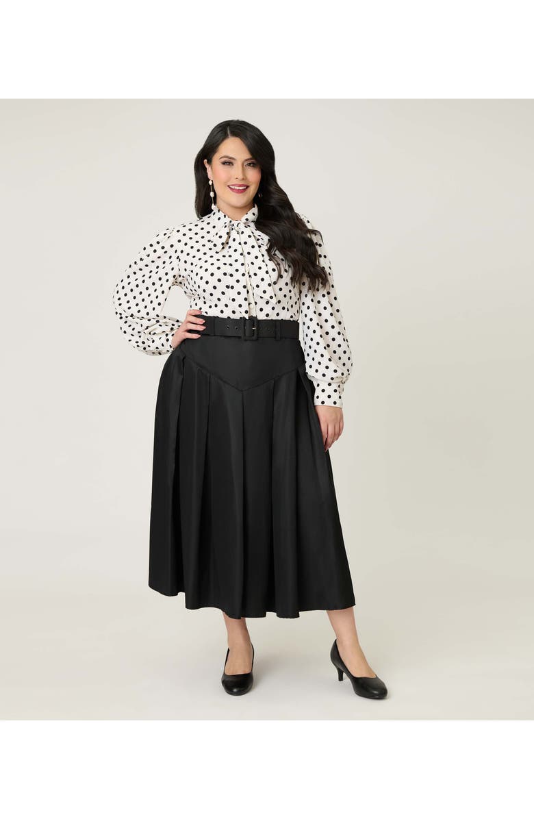 Unique Vintage Plus Size Pleated Midi Skirt, Alternate, color, Solid Black