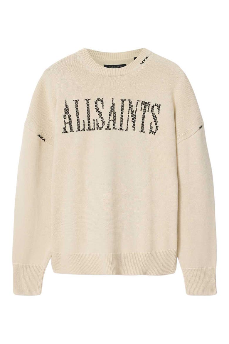 Crossed Logo Intarsia Crewneck Sweater, Alternate, color, ECRU WHITE