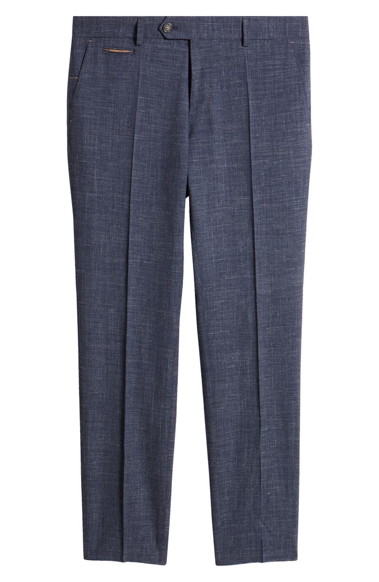 BOSS Camel Gee Flat Front Wool & Silk Blend Dress Pants, Main, color, Dk Bu
