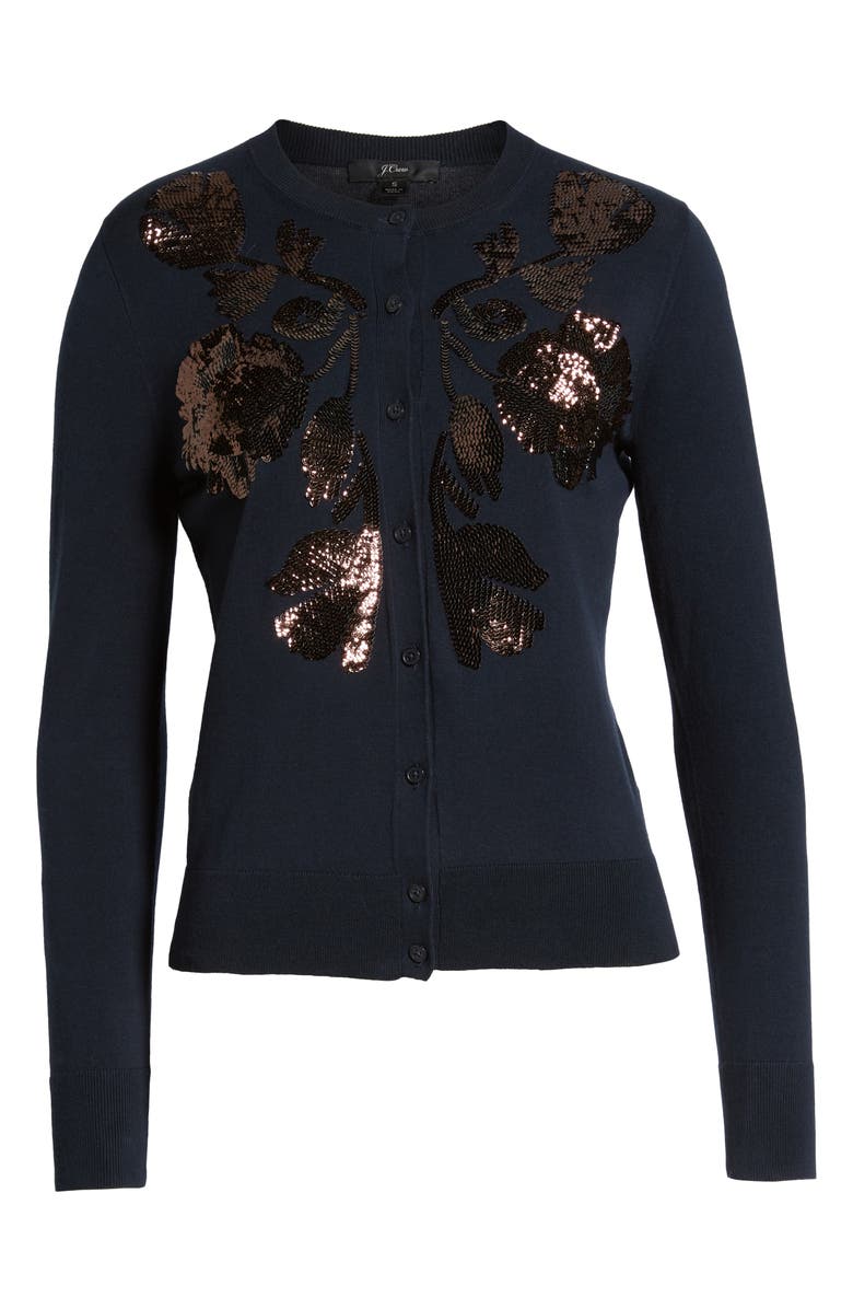 J.Crew Sequin Floral Embroidered Jackie Cardigan, Alternate, color, 