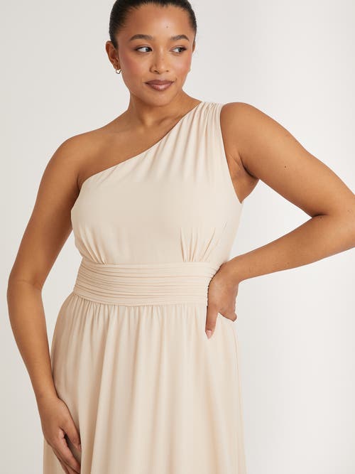Six Stories One Shoulder Chiffon Bridesmaid Dress In Neutral