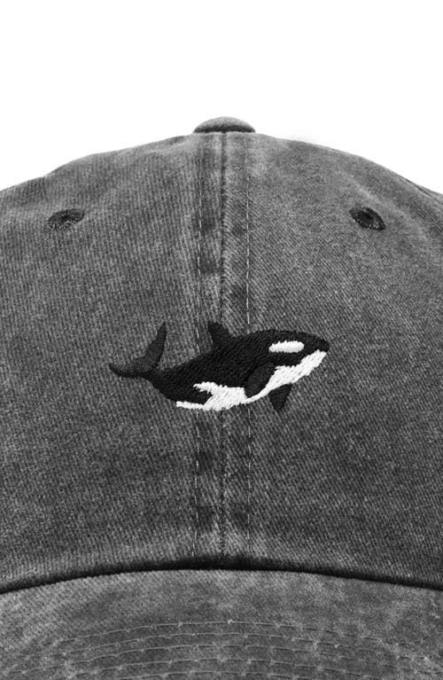 Dalix Killer Whale Embroidered Dad Hat In Washed Black