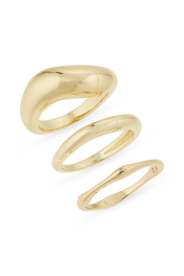 Set of 3 Wavy Rings, Main, color, GOLD