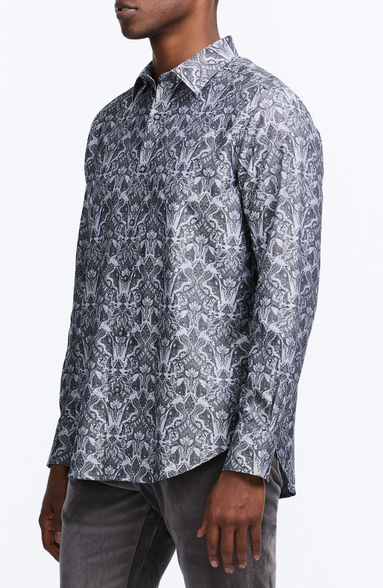 Robert Graham Highland Classic Fit Stretch Cotton Button-Up Shirt, Alternate, color, Dark Grey