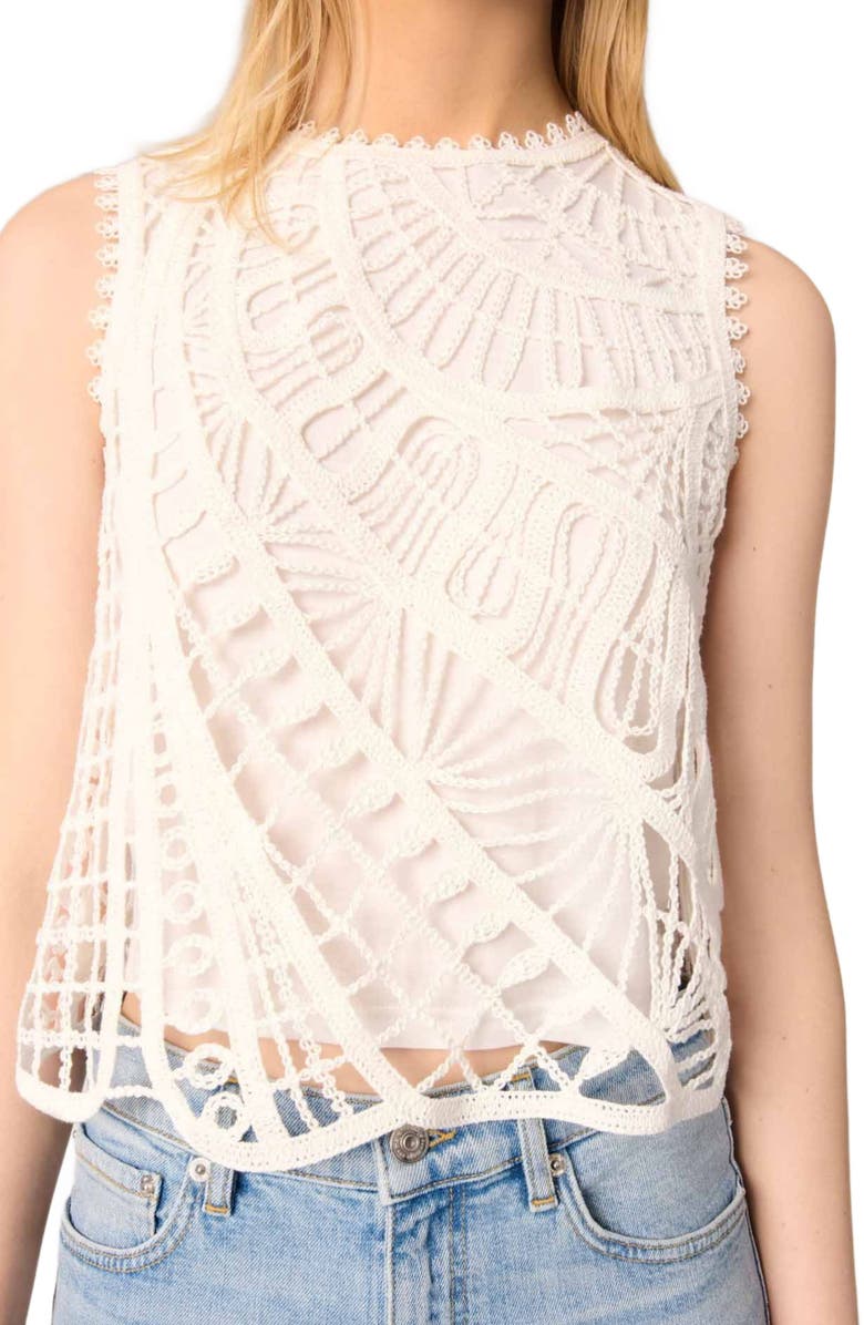 maje Crochet-knit sleeveless top, Alternate, color, 