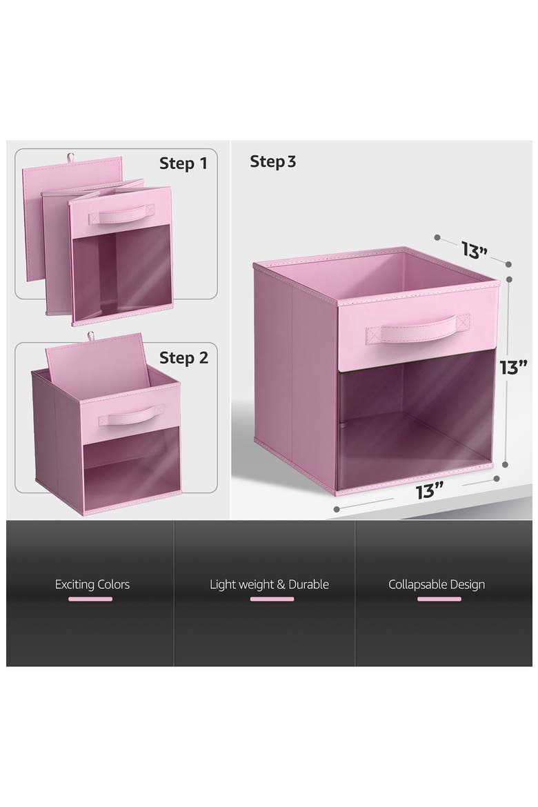 Set of 6 Collapsible Storage Bins, Alternate, color, PASTEL PINK